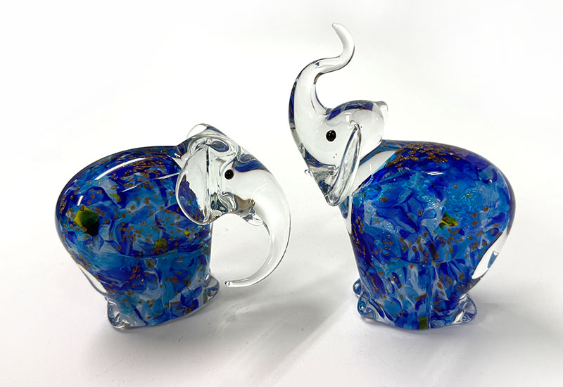 吉象成雙-藍色片 玻璃擺飾